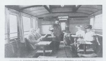 Königsberg (Pr.), Stadtkreis Königsberg Holsteiner Damm Königsberg , Holsteiner Damm, Salongwagen,  Erzeugnis der Waggonfabrik Leopold Steinfurt A.-G. Königsberg, Stadtteil Rathshof