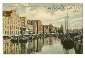 Königsberg (Pr.), Stadtkreis Königsberg Oberer Fischmarkt Königsberg, Blick von der Krämerbrücke auf den Unteren Fischmarkt Königsberg, Stadtteil Altstadt (Umgebung des Schlosses)