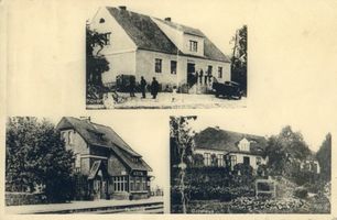 Hoverbeck, Kreis Sensburg Hoverbeck, Gasthaus, Bahnhof und Gutshaus Ховербек, трактир, вокзал и усадебный дом
