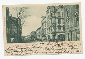 Tilsit, Stadt, Stadtkreis Tilsit Hohe Straße Tilsit, Hohe Str. Ecke Wasserstr., Blick nach Westen III Tilsit, Hohe Str. zwischen Langgasse und Wasserstr., nördlicher Teil (Nr. 14-32)
