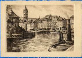 Königsberg (Pr.), Stadtkreis Königsberg Königsberg (Pr.), Blick auf den Oberen Fischmarkt, Zeichnung Königsberg, Pregel