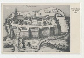 Passenheim, Stadt, Kreis Ortelsburg Passenheim, Ortsansicht von 1680 (Kupferstich??) 