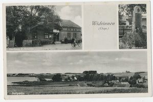 Widrinnen, Kreis Rastenburg Widrinnen, Gasthaus, Denkmal, Dorfpartie 