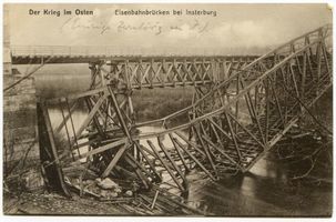 Insterburg, Stadt, Stadtkreis Insterburg Insterburg, Eisenbahnbrücken, Kriegszerstörungen Insterburg, Erster Weltkrieg, russische Besetzung und Befreiung 1914