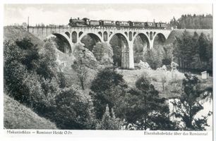Hohenwaldeck, Kreis Goldap Makunischken, Eisenbahnbrücke über die Rominte II 