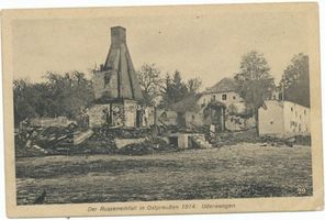 Uderwangen, Ort und Försterei, Kreis Preußisch Eylau Uderwangen, Ort, Zerstörungen durch die Russen II Erster Weltkrieg