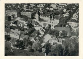 Gumbinnen, Stadt, Kreis Gumbinnen Gumbinnen, Luftbild Innenstadt, Regierung Гумбиннен, аэрофотоснимок центра города, правительство
