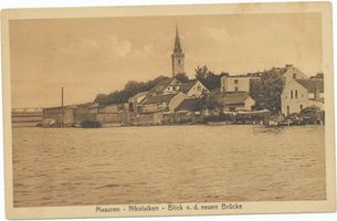 Nikolaiken Kr. Sensburg, Kreis Sensburg Nikolaiken Kr. Sensburg, Blick v. d. neuen Brücke 