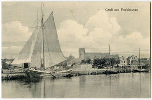 Fischhausen, Stadt, Kreis Samland Fischhausen, Hafen und Blick auf die Stadt I 