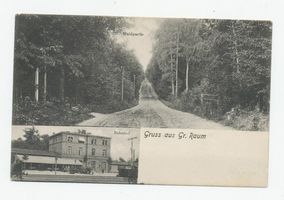 Groß Raum, Kreis Samland Groß Raum, Bahnhof, Waldpartie Гросс-Раум, вокзал, лесной пейзаж