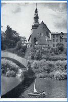 Insterburg, Stadt, Stadtkreis Insterburg Insterburg, Brücke über die Angerapp mit Lutherkirche II Insterburg, Lutherkirche