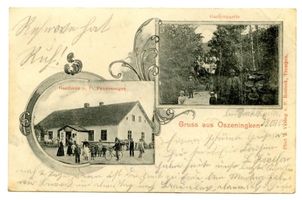 Pfalzrode, Kreis Goldap Oszeningken, Gasthaus, Gartenpartie 