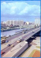 Königsberg (Pr.), Stadtkreis Königsberg Königsberg - Kaliningrad, Hochbrücke an der Börse Кёнигсберг — Калининград, высокий мост у биржи