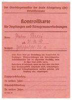 , Königsberg, Wallring 30, Gesundheitsamt, Impfkontrollkarte 