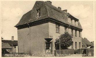 Gumbinnen, Stadt, Kreis Gumbinnen Alte Dorfstraße 25 Gumbinnen, Norutschatscher Straße 25, Herm. Malzkuhn, Lolonialwaren 