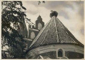 Ludwigsort, Kreis Heiligenbeil Ludwigsort, Kirche mit Storchennest 