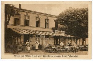 Pillau, Seestadt, Kreis Samland Pillau, Seestadt, Hotel und Conditorei, Inh. Ernst Petscheleit Пиллау, морской город, отель и кондитерская, владелец Эрнст Петшелейт