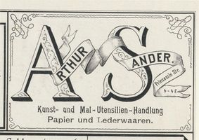 Königsberg (Pr.), Stadtkreis Königsberg Kantstraße (fr. Prinzessinstraße) 4-4f Königsberg (Pr.), Prinzessin Str.,  Kunst- und Malutensilien- Handlung, Arthur Sander Königsberg, Anzeigen