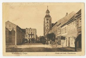 Wartenburg Kr. Allenstein, Stadt, Kreis Allenstein Wartenburg, Markt mit kath. Pfarrkirche 