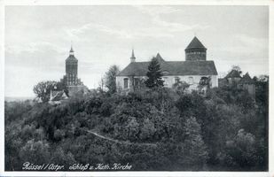Rößel, Stadt, Kreis Rößel Rößel, Schloß und Katholische Kirche 