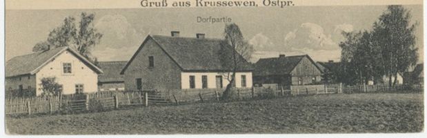 Erztal, Kreis Johannisburg Krussewen, Dorfpartie 