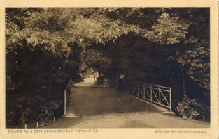 Königsberg (Pr.), Stadtkreis Königsberg Königsberg (Pr.), Tiergarten, Brücke am Haupteingang Кёнигсберг (Пр.), зоопарк, мост у главного входа