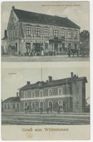 Widminnen, Kreis Lötzen Widminnen, Geschäftsetablissement, Bahnhof 