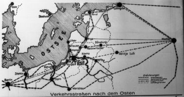Tilsit, Stadt, Stadtkreis Tilsit Tilsit, Verkehrsstraßen nach dem Osten (Karte) 