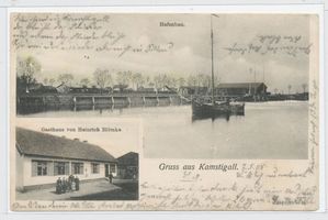 Kamstigall, Kreis Samland Kamstigall, Hafenbau, Gasthaus Heinrich Blömke Pillau, Hafen
