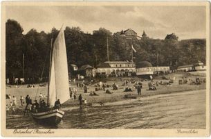 Rauschen Kr. Samland, Kreis Samland Rauschen Kr. Samland, Strand mit Strandhalle VII Rauschen, Strand
