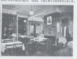 Königsberg (Pr.), Stadtkreis Königsberg Tapiauer Straße Königsberg, Tapiauer Str.   Zum neuen Hirschkrug  vor dem Sackheimer Tor, Familienrestaurant, Innenansicht Кёнигсберг, Тапиауэрштрассе, «Цум нойен Хиршкруг» перед Заакхаймскими воротами, семейный ресторан, вид изнутри