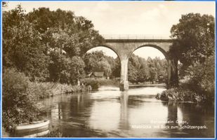 Bartenstein, Kreis Bartenstein Bartenstein, Allebrücke mit Blick zum Schützenpark 