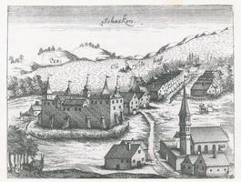 Schaaken, Kreis Samland Schaaken, Pfarrkirche, Kupferstich 