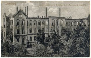 Ortelsburg, Stadt, Kreis Ortelsburg Ortelsburg, Zerstörtes Lehrerseminar Erster Weltkrieg