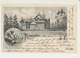 Jagdhaus Rominten, Kreis Goldap Jagdhaus Rominten, Jagdschloss, erlegter 44-ender (Zeichnung) 