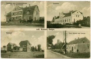 Adlig Kessel, Kreis Johannisburg Adlig Kessel, Gasthaus, Gutshaus, Bahnof, Post 