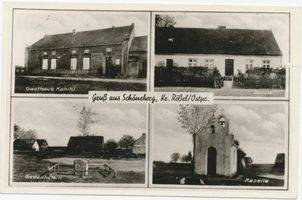 Schöneberg Kr. Rößel, Kreis Rößel Schöneberg Kr. Rößel, Gasthaus, Schule, Gedenkstein, Kapelle Шёнеберг, округ Рёссель, трактир, школа, памятный камень, капелла