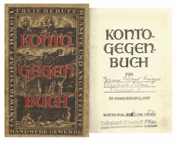 Pillau, Seestadt, Kreis Samland Pillau, Kontogegenbuch der Volksbank Pillau 