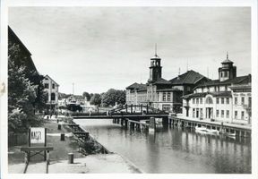 Memel, Stadt, Stadtkreis Memel Memel, Dange mit Börse und Börsenbrücke 