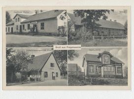 Pregelswalde Kr. Wehlau, Kreis Wehlau Pregelswalde Kr. Wehlau, Gasthaus Rabe, Schule, Kolonialwaren Ely, Gendarmerie Прегельсвальде, р-н Велау, трактир Рабе, школа, колониальные товары Эли, жандармерия