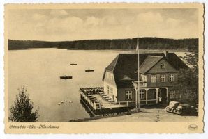  Rominter Heide, Gömbös-See (fr. Marinowo-See), Kurhaus Роминтенская пуща, озеро Гёмбёш (ранее озеро Мариново), курхаус