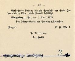 Johannisburg, Kreis Johannisburg Markt 17 Johannisburg, Markt, KSK, Sparbuch FFW, Kündigungsfrist Johannisburg (Kreis), nicht verortete Bildmotive