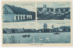 Goldensee, Kreis Lötzen Paprodtken, Gasthaus, Heldenfriedhof, See 