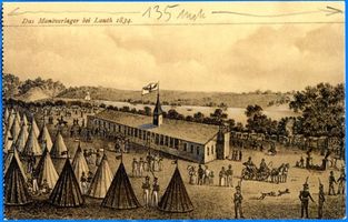 Lauth, Stadtkreis Königsberg Lauth, Manöverlager, Lithographie Königsberg, Kasernen, Militärisches