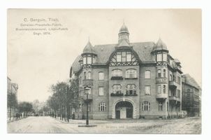 Tilsit, Stadt, Stadtkreis Tilsit Thesingplatz Tilsit, Thesingplatz, Wohn- und Geschäftshaus der Familie C. Ganguin, Branntweinbrennerei und Likörfabrik 
