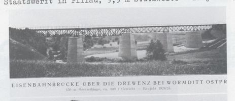 Wormditt, Kreis Braunsberg Wormditt, Eisenbahnbrücke über die Drewenz bei Wormditt 