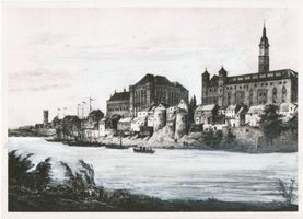 Marienburg, Westpr., Kreis Marienburg Marienburg i. Westpr., Die Marienburg von der Nogatseite, Lithographie Marienburg, Schloß