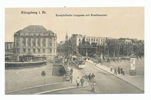 Königsberg (Pr.), Stadtkreis Königsberg Kneiph. Langgasse Königsberg, Kneiphöfsche Langgasse mit Kreditanstalt IX Кёнигсберг, Кнайпхофская Ланггассе с кредитным банком, IX