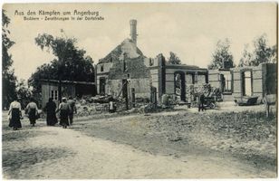 Buddern, Kreis Angerburg Buddern, Zerstörungen in der Dorfstraße Erster Weltkrieg