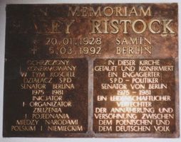 Gilgenburg, Kreis Osterode Gilgenburg, Ev. Kirche, Gedenktafel für Harry Ristock 